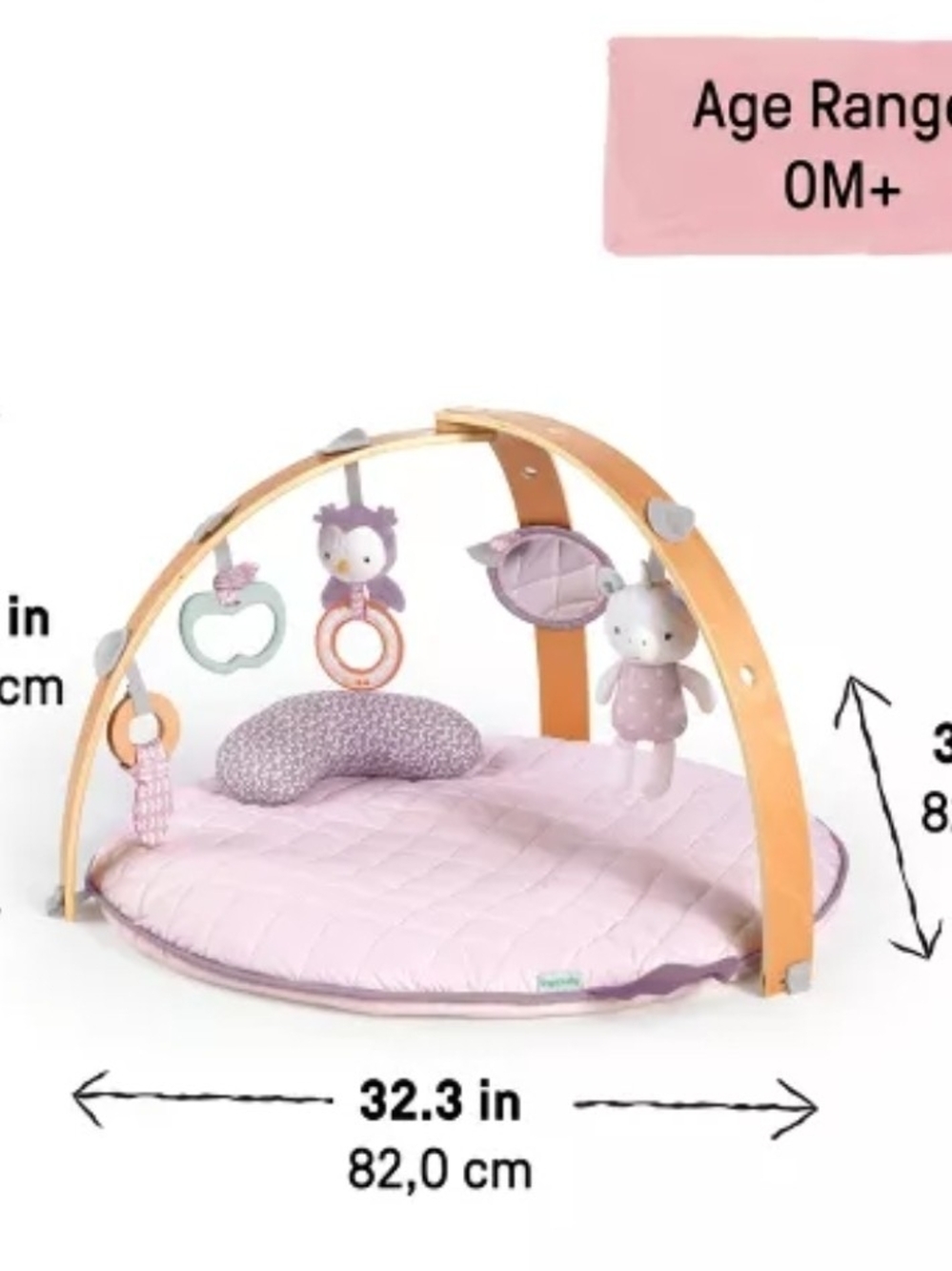 Pink Baby Play Gym with Hanging Plush Toys Ingenuity™ Cozy Spot™ Reversible Duve